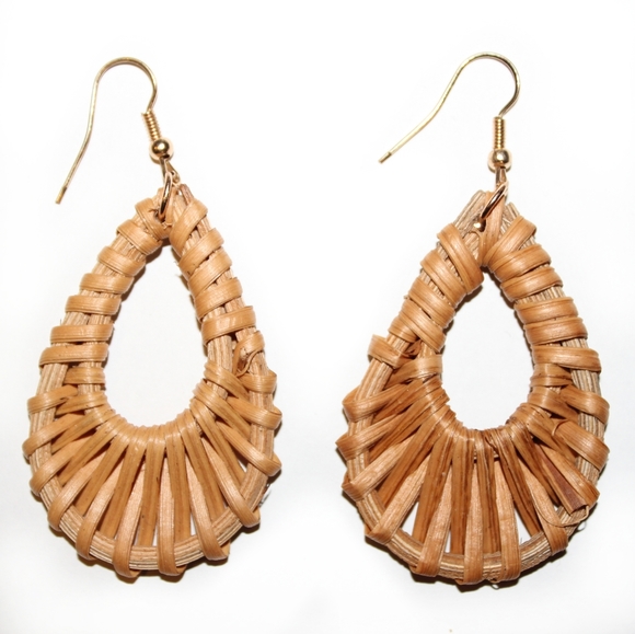 *2 for $15* Rattan Wicker Drop Earrings - Picture 1 of 3